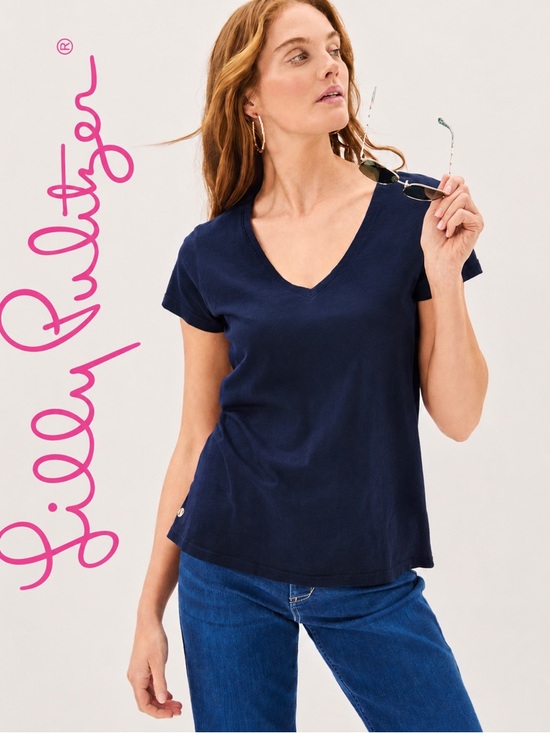 Lilly Pulitzer Tops - Women’s Lily Pulitzer Meredith Tee, True Navy, Size Medium, Pima Cotton